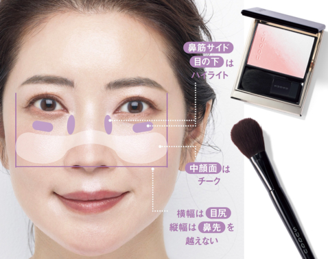 大人のメイクは“位置”がすべて！中顔面を短く見せる「チーク」の正解バランス