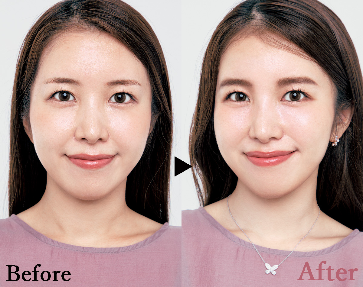 面長顔さんに薦めたい「縦長感が弱まる」眉の描き方【Before→After】