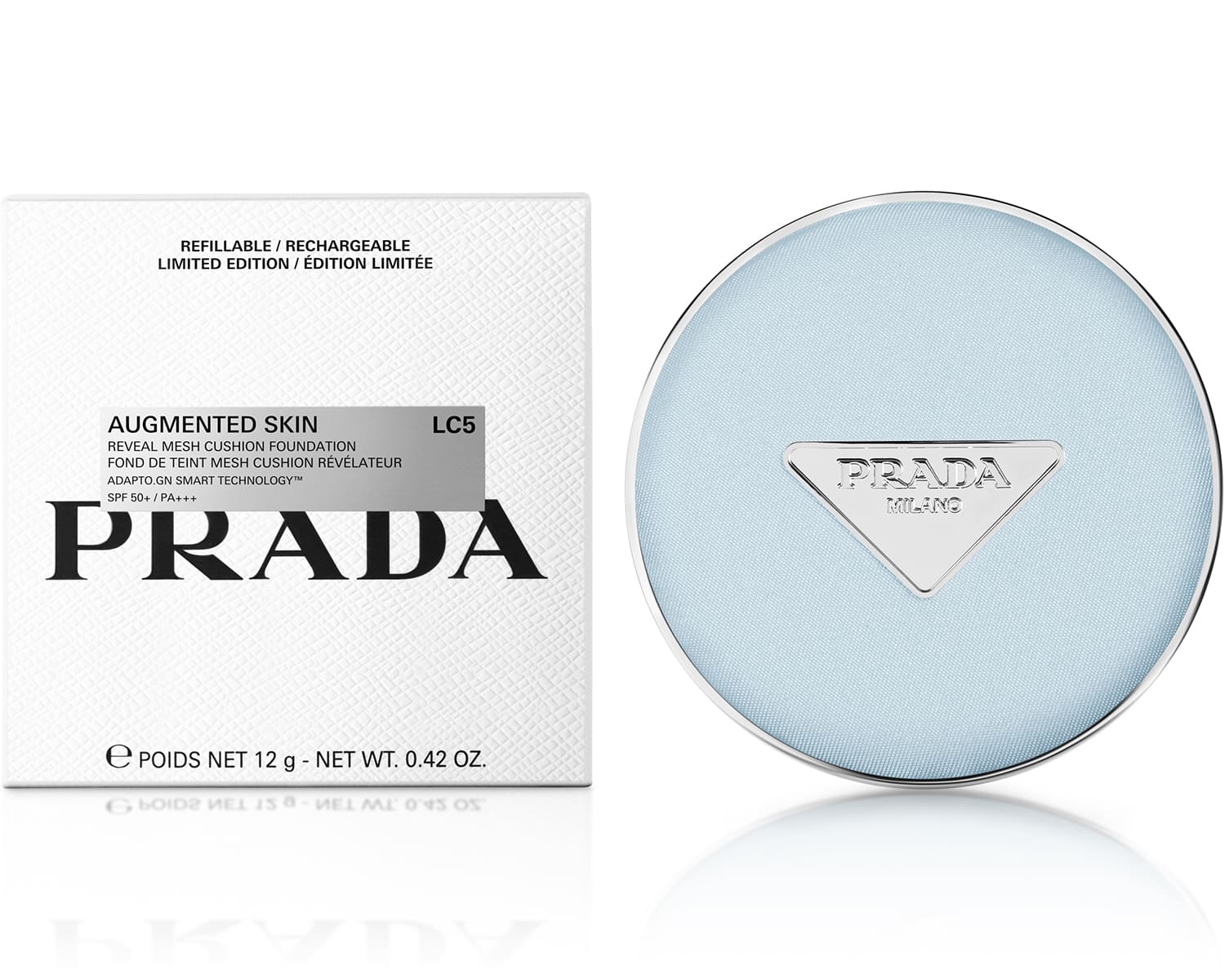 PRADA ブルー 限定パッケージ クッションファンデーション LC5 新品 プラダ ビューティ】人気クッションファンデ「ライトブルー」の限定