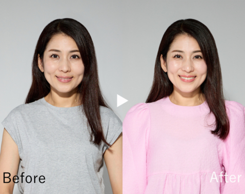 【ガチ検証】服の色を替えただけでBefore→Afterが別人級！40代の顔映りが変わる「メイクアップトップス」
