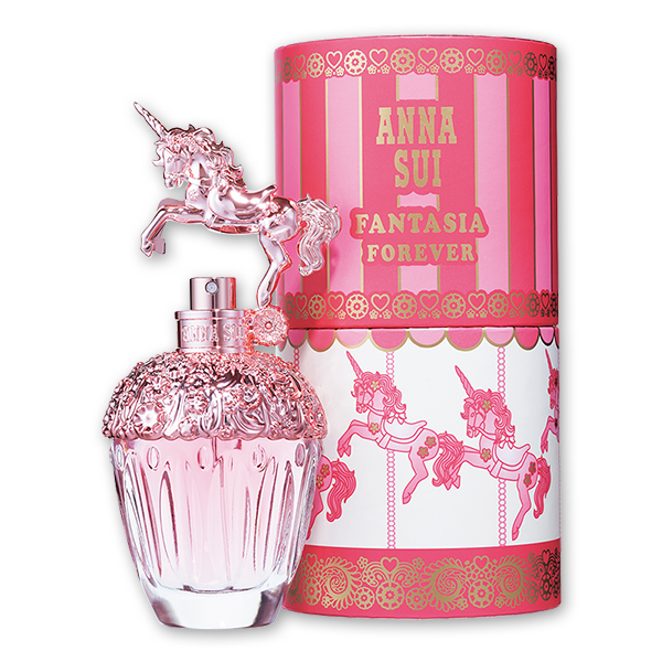 ピンクのユニコーンが花咲く夢の世界へと誘う優雅なトワレ　ANNA SUI　ファンタジア フォーエバー オーデトワレ
